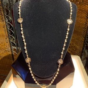 Gold Tone Crystal Filigree & Imitation Pearl